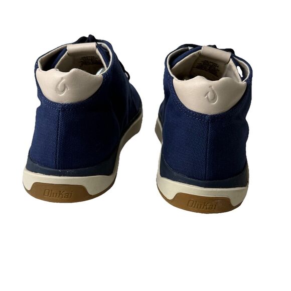 NEW OluKai Papaku Mens 12 Navy Blue Canvas Chukka Sneakers Boots 10539-5454 NWOB